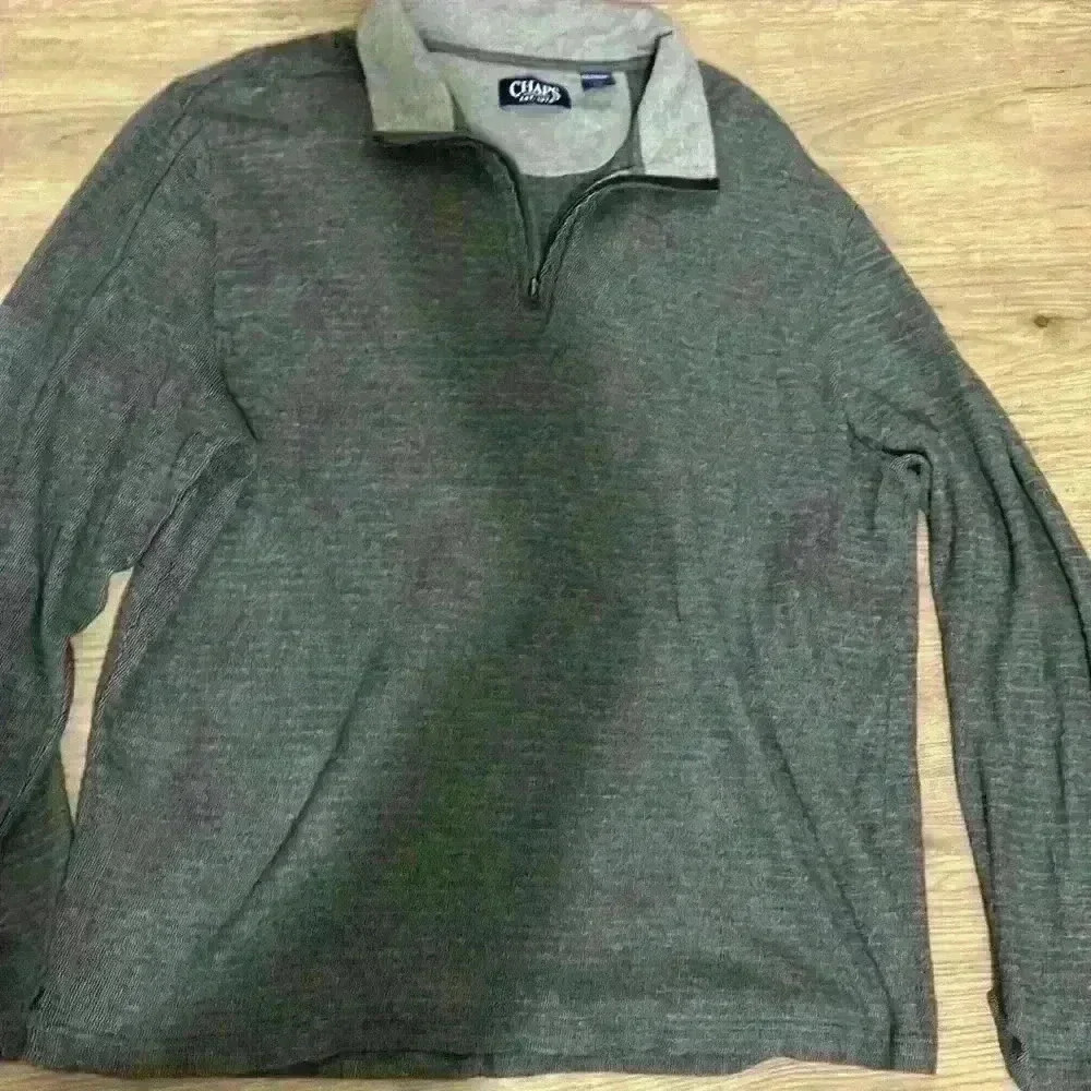 Men’s Chaps 100% Cotton Long Sleeve 3/4 Zip Polo Gray Size XXL